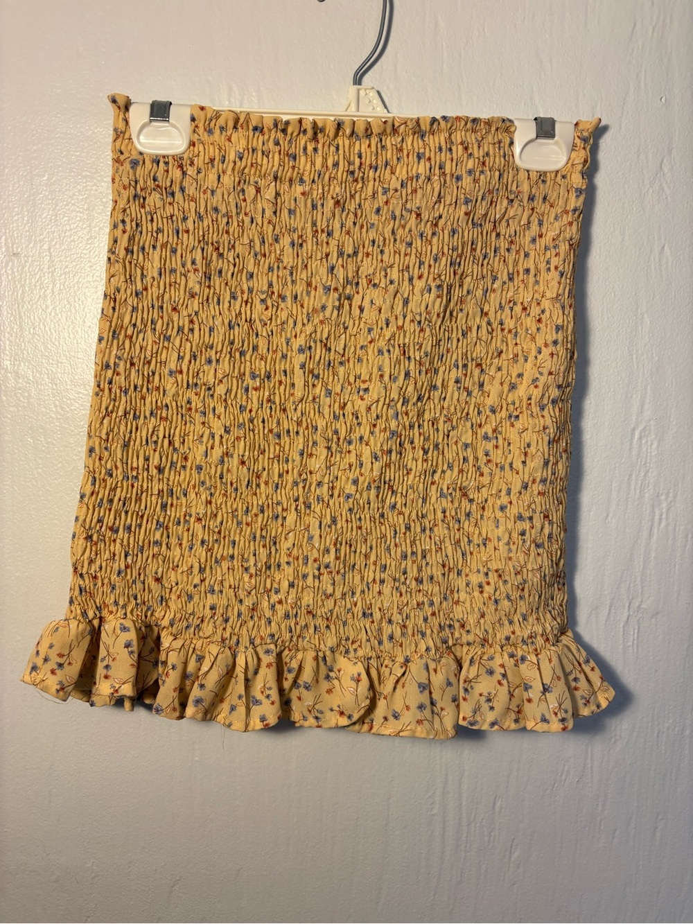Blashe Smocked Floral Ruffle Mini Skirt in Yellow
